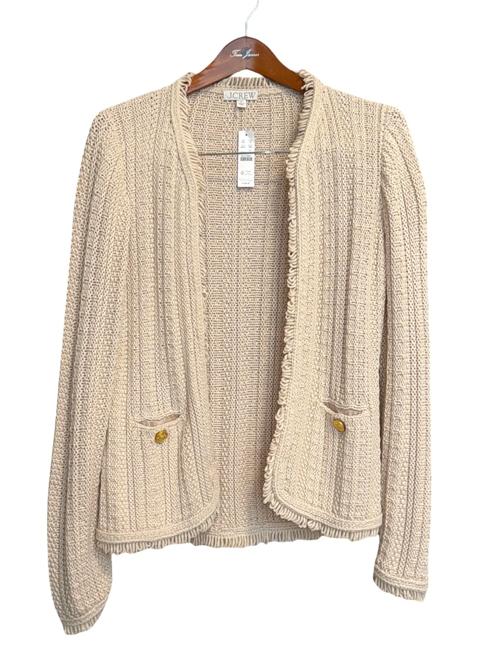 J.Crew Women's Open Front Textured Knit
Cardigan | Gold Button Pockets | M | NWT